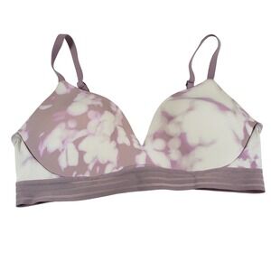 Auden Push Up Wirefree Bra 36C Purple Floral Print Comfort Stretch